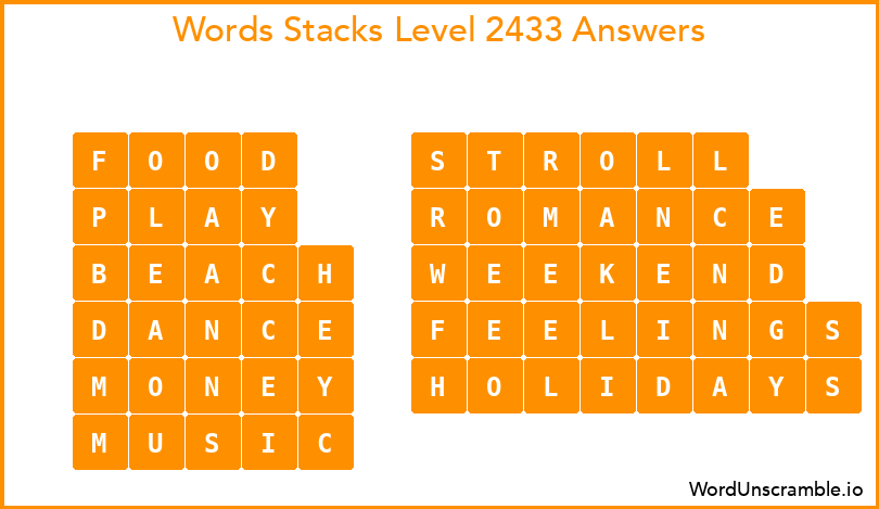 Word Stacks Level 2433 Answers