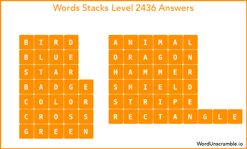 Word Stacks Level 2436 Answers