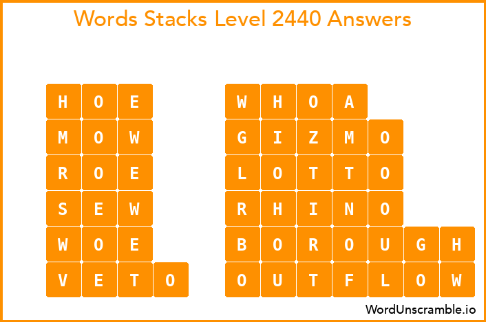 Word Stacks Level 2440 Answers