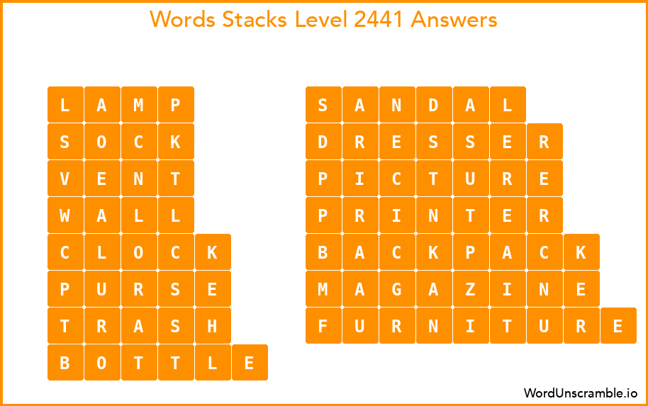 Word Stacks Level 2441 Answers