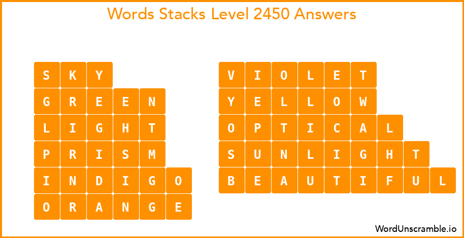 Word Stacks Level 2450 Answers