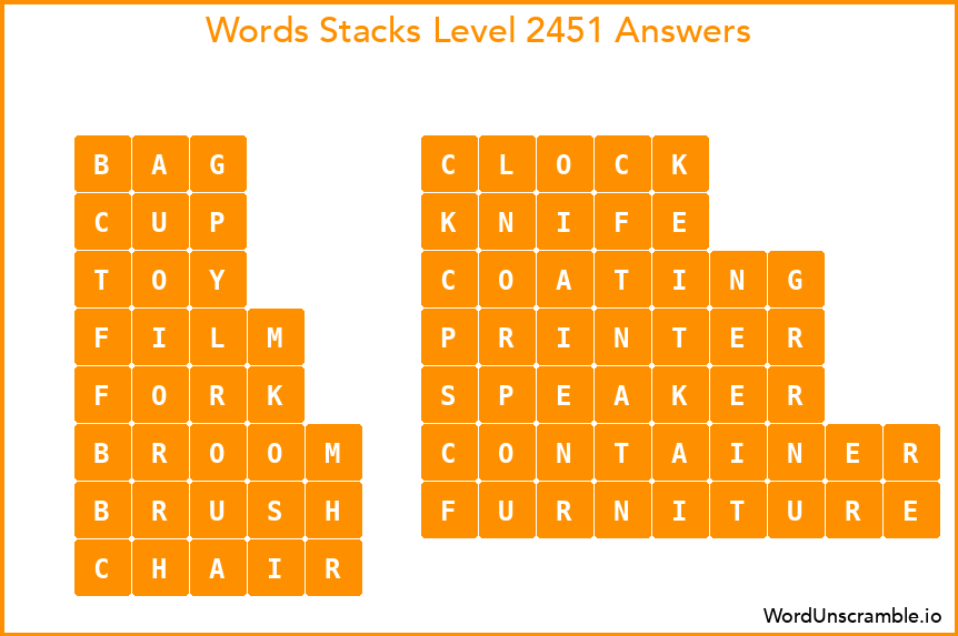 Word Stacks Level 2451 Answers