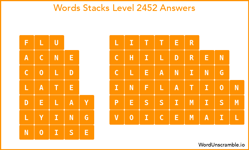 Word Stacks Level 2452 Answers
