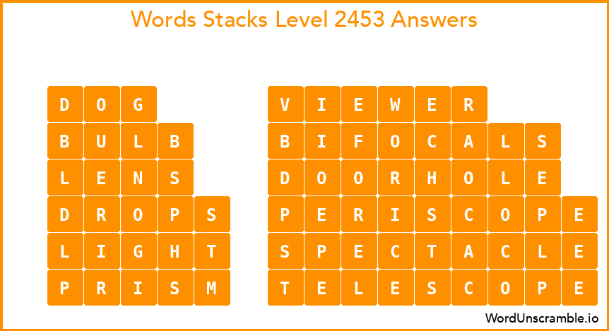 Word Stacks Level 2453 Answers