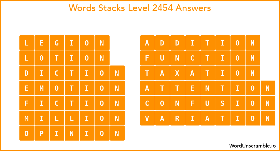 Word Stacks Level 2454 Answers