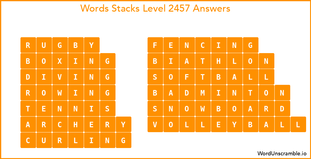 Word Stacks Level 2457 Answers