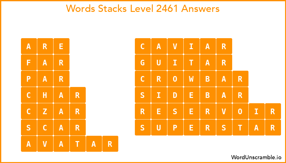 Word Stacks Level 2461 Answers