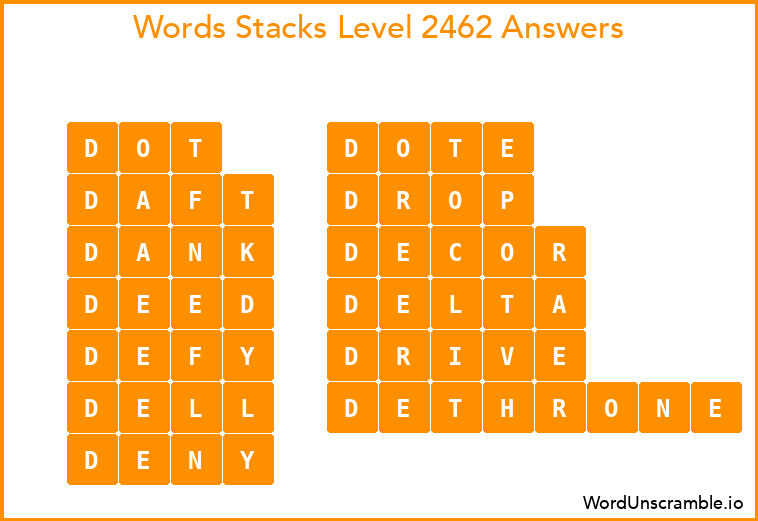 Word Stacks Level 2462 Answers