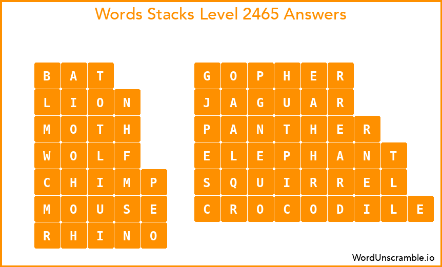 Word Stacks Level 2465 Answers