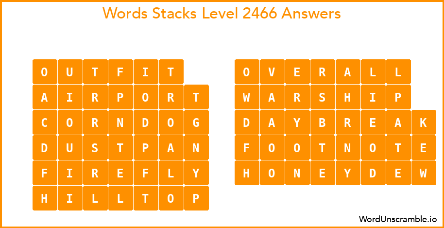 Word Stacks Level 2466 Answers
