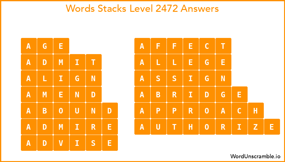 Word Stacks Level 2472 Answers