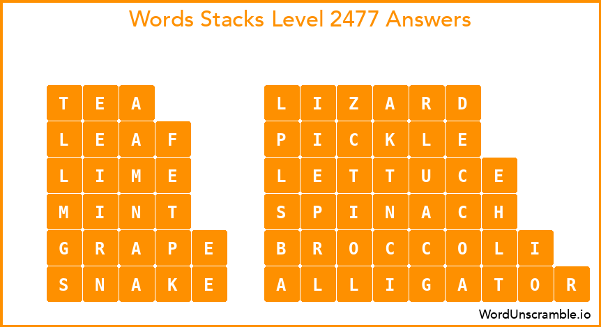 Word Stacks Level 2477 Answers