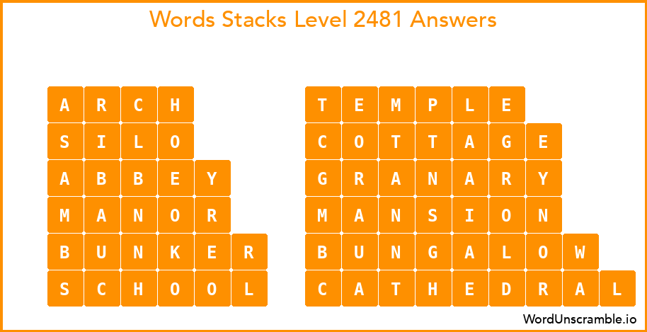 Word Stacks Level 2481 Answers
