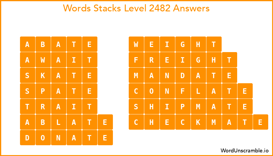 Word Stacks Level 2482 Answers