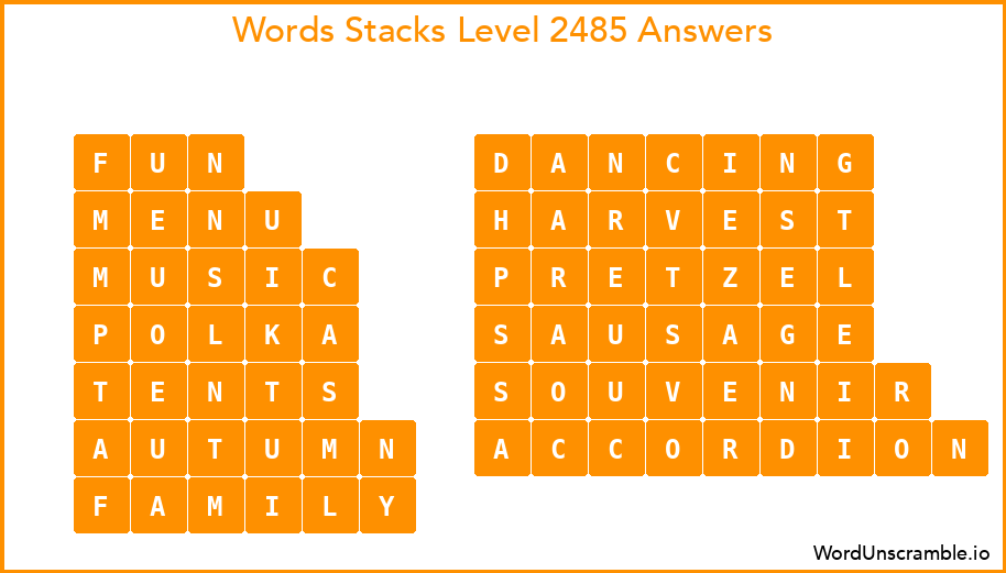 Word Stacks Level 2485 Answers