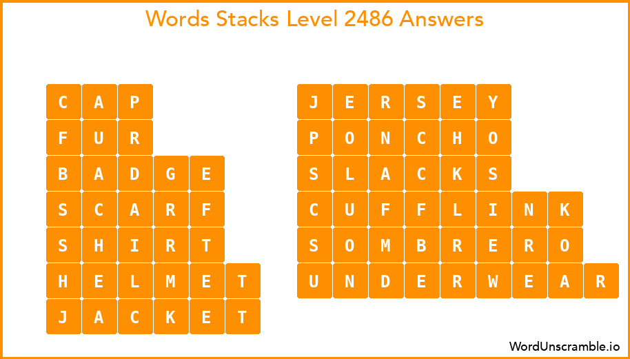 Word Stacks Level 2486 Answers