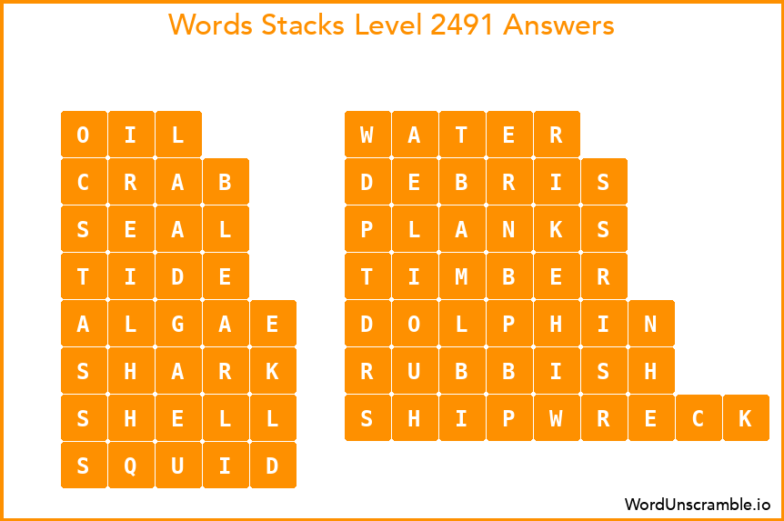 Word Stacks Level 2491 Answers
