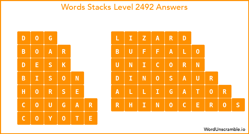 Word Stacks Level 2492 Answers