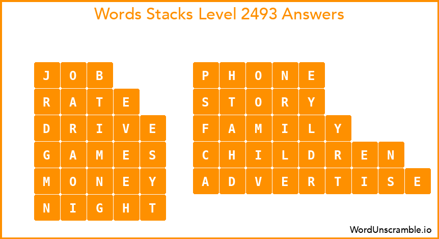 Word Stacks Level 2493 Answers