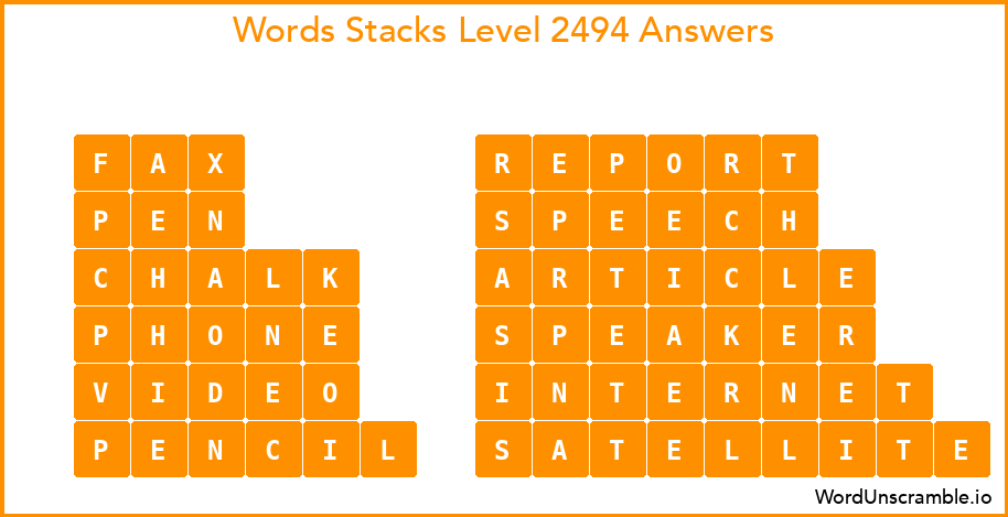 Word Stacks Level 2494 Answers
