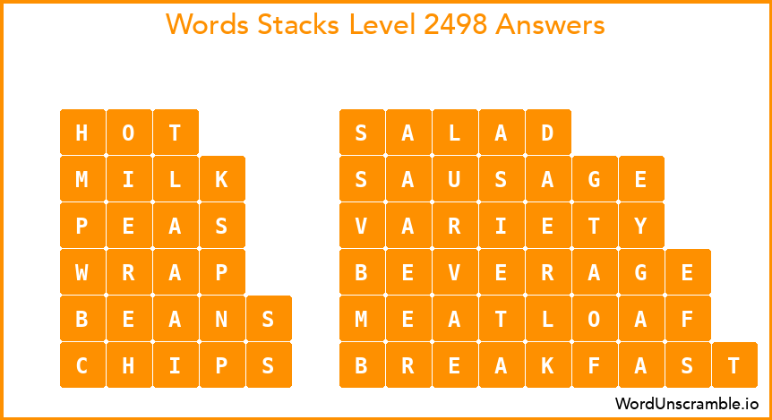 Word Stacks Level 2498 Answers