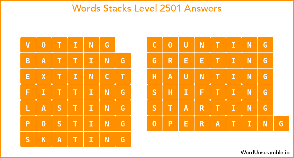 Word Stacks Level 2501 Answers