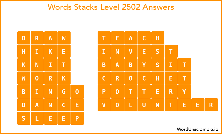 Word Stacks Level 2502 Answers
