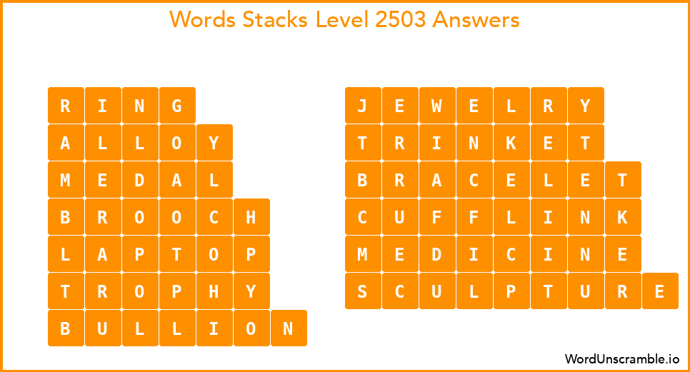 Word Stacks Level 2503 Answers