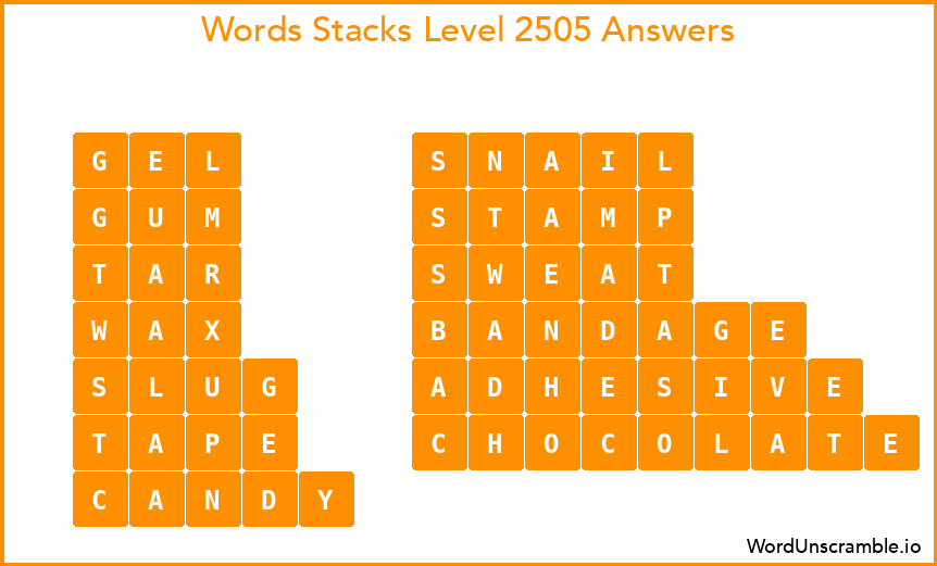 Word Stacks Level 2505 Answers