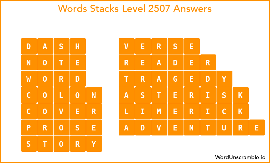 Word Stacks Level 2507 Answers