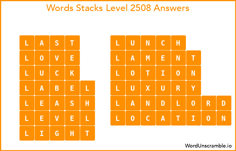 Word Stacks Level 2508 Answers