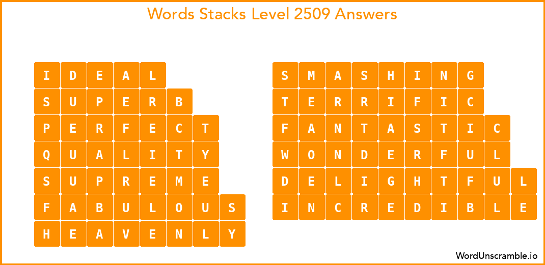 Word Stacks Level 2509 Answers