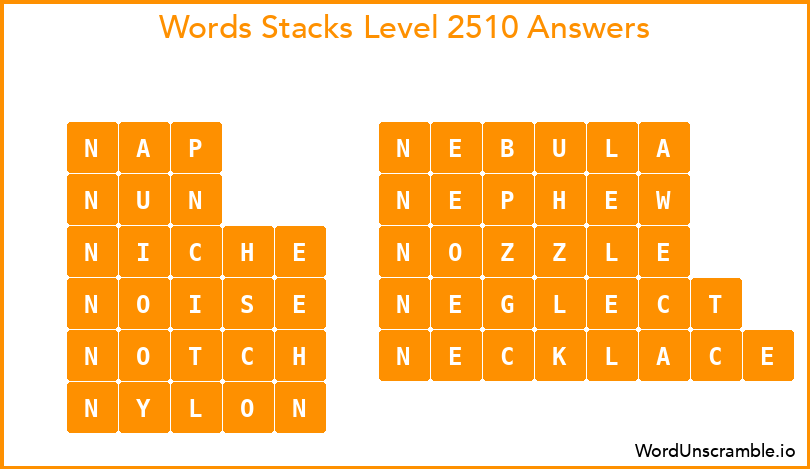 Word Stacks Level 2510 Answers