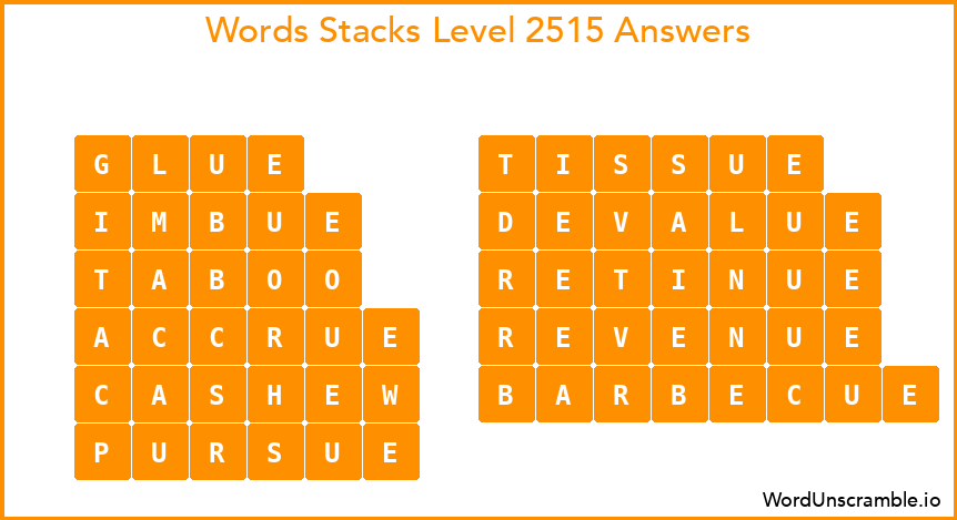 Word Stacks Level 2515 Answers