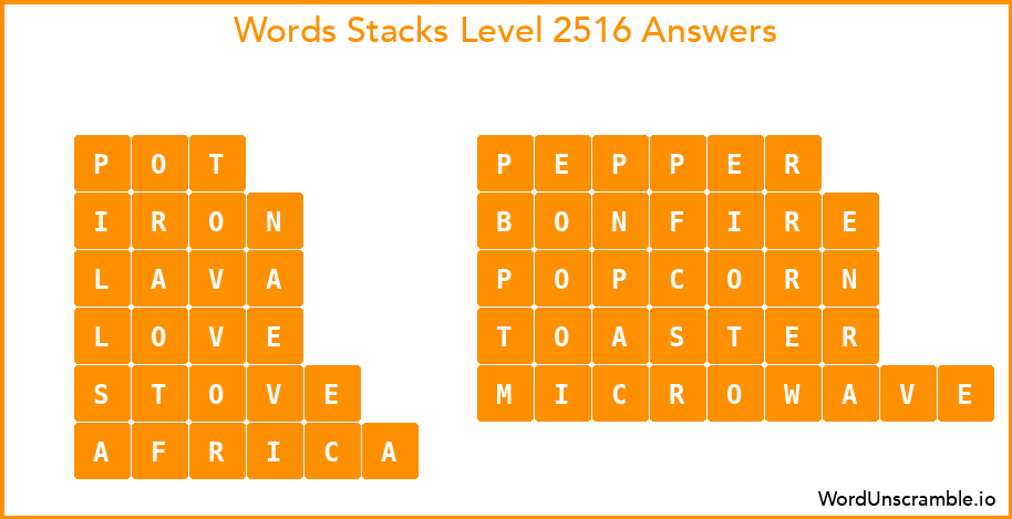 Word Stacks Level 2516 Answers