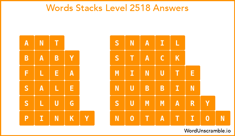 Word Stacks Level 2518 Answers