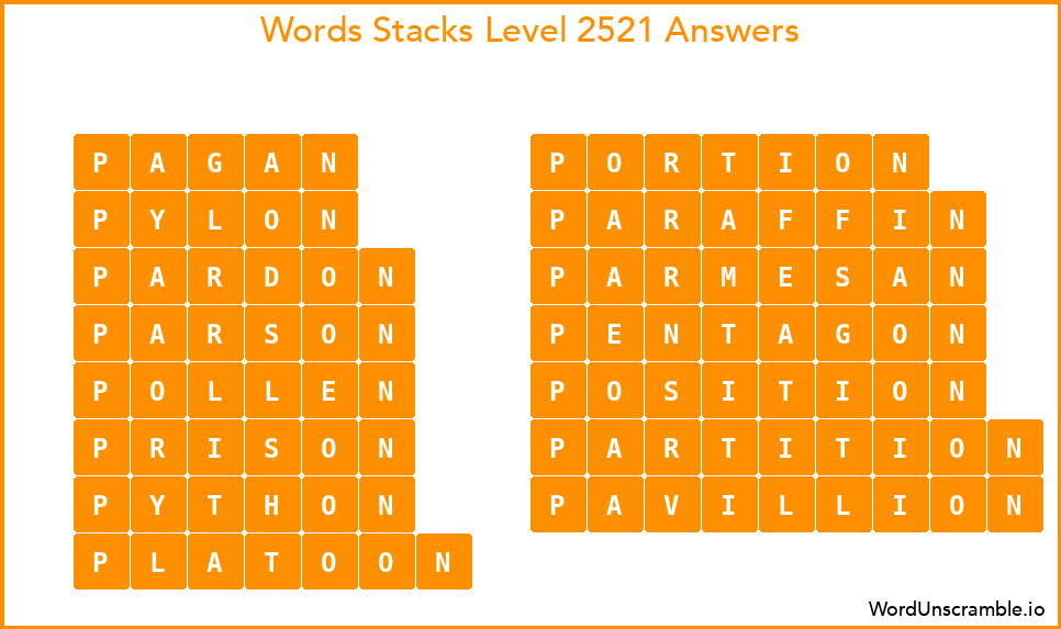Word Stacks Level 2521 Answers