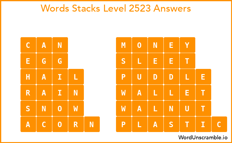 Word Stacks Level 2523 Answers