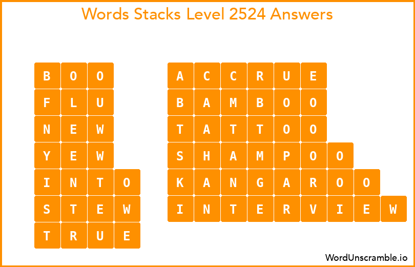 Word Stacks Level 2524 Answers