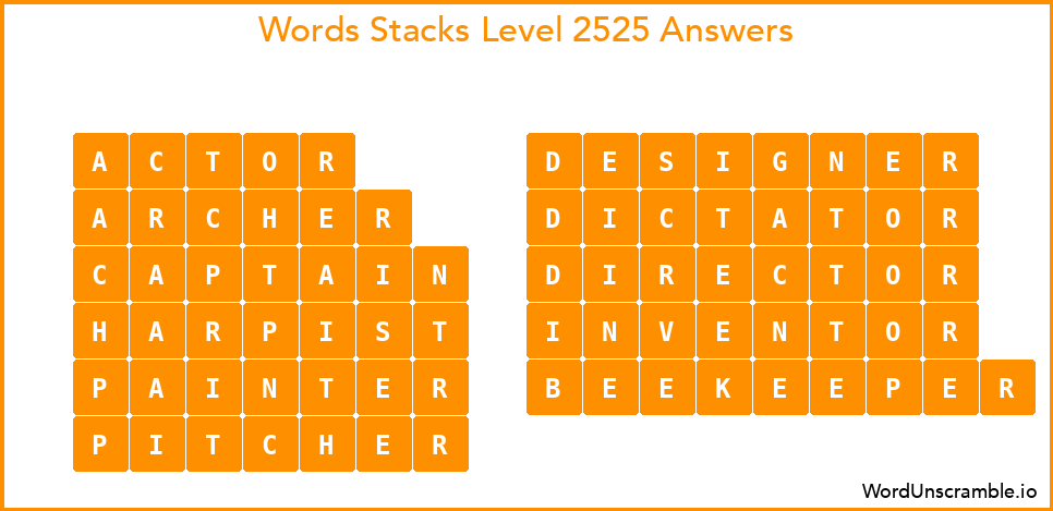 Word Stacks Level 2525 Answers