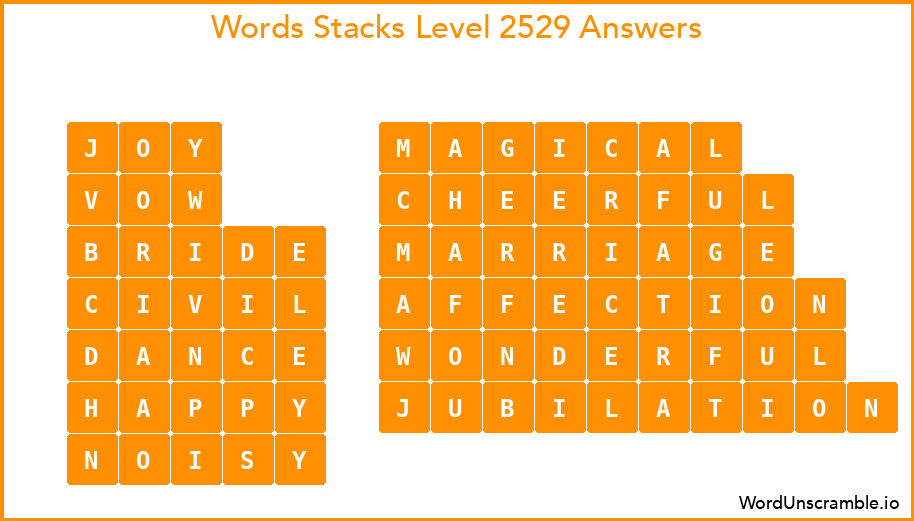 Word Stacks Level 2529 Answers