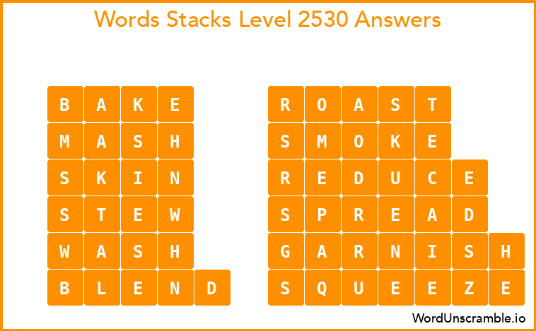 Word Stacks Level 2530 Answers