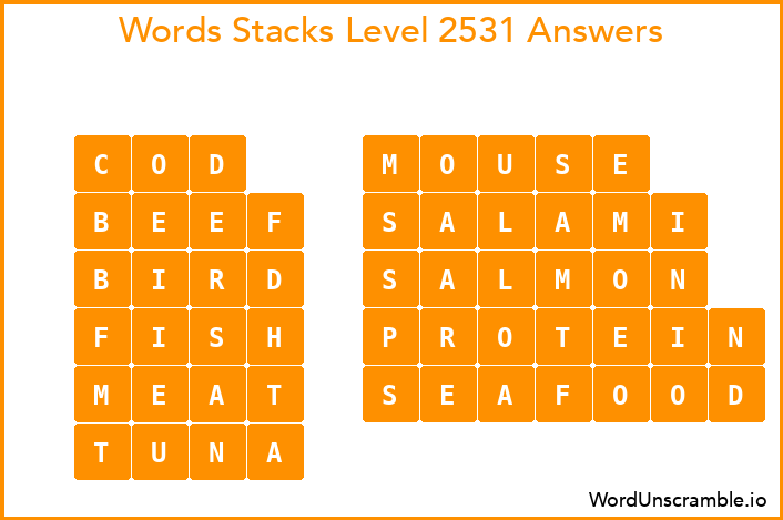 Word Stacks Level 2531 Answers