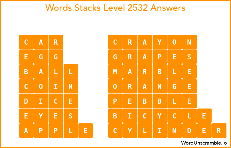 Word Stacks Level 2532 Answers