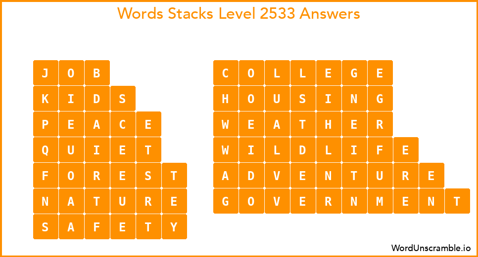 Word Stacks Level 2533 Answers