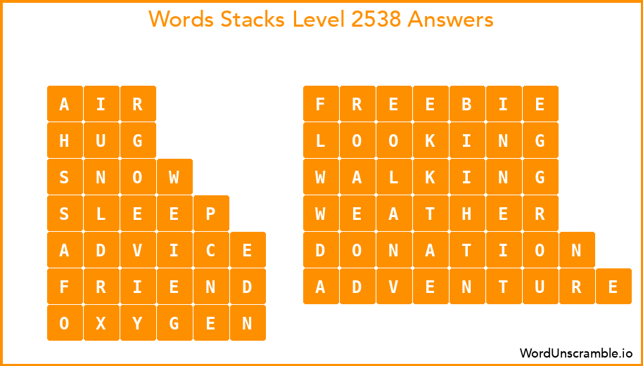 Word Stacks Level 2538 Answers