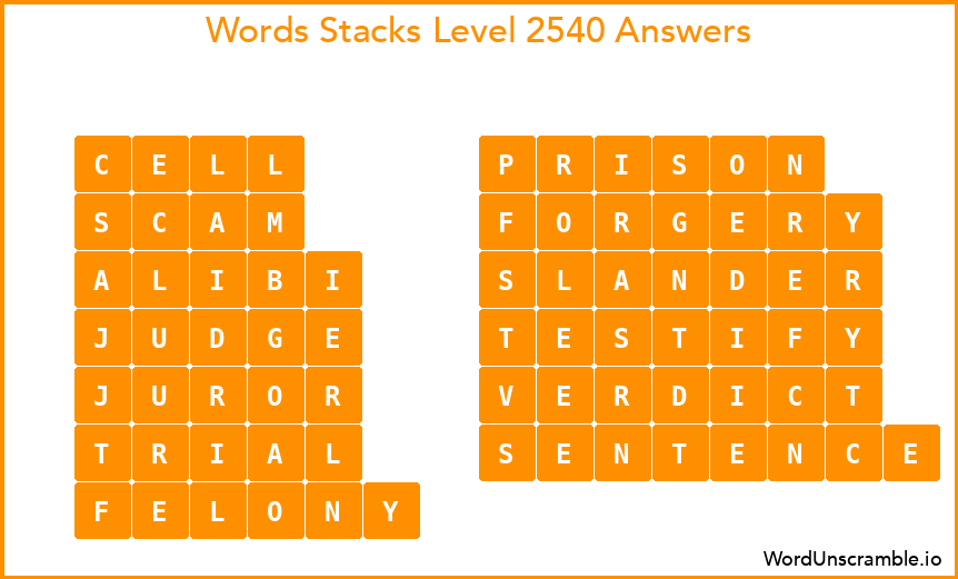 Word Stacks Level 2540 Answers