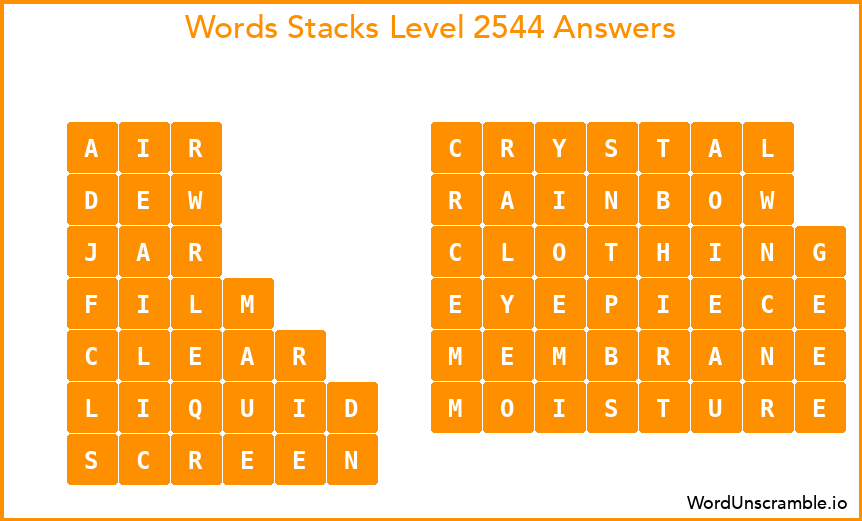 Word Stacks Level 2544 Answers