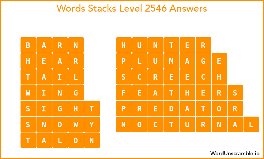 Word Stacks Level 2546 Answers
