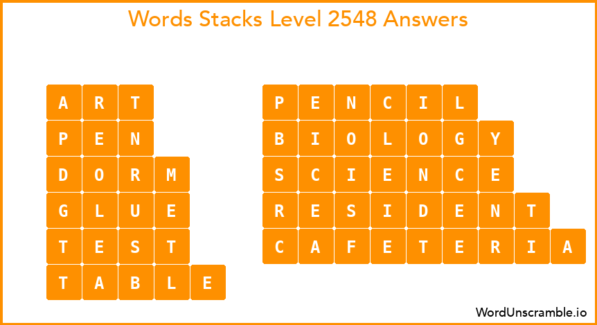 Word Stacks Level 2548 Answers